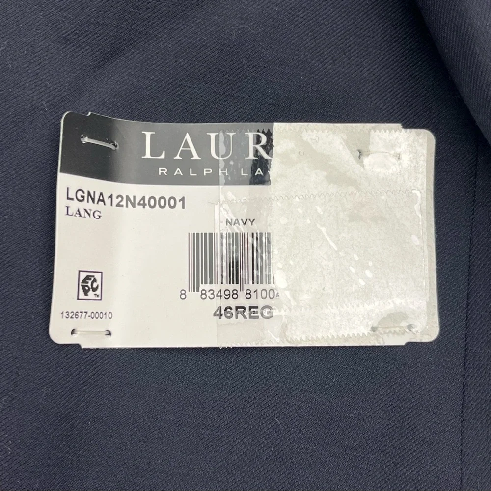 Lauren Ralph Lauren Lang Solid Navy Blue Wool-Blend Sport Coat Mens Size 46R NEW